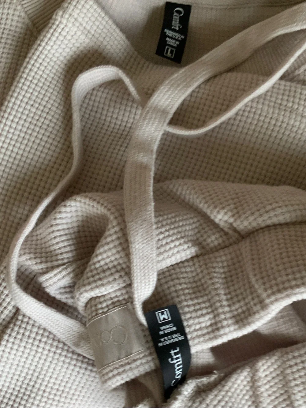 Waffle Lounge Long Sleeve TopL bottom M set - White Dove - Picture 2 of 2